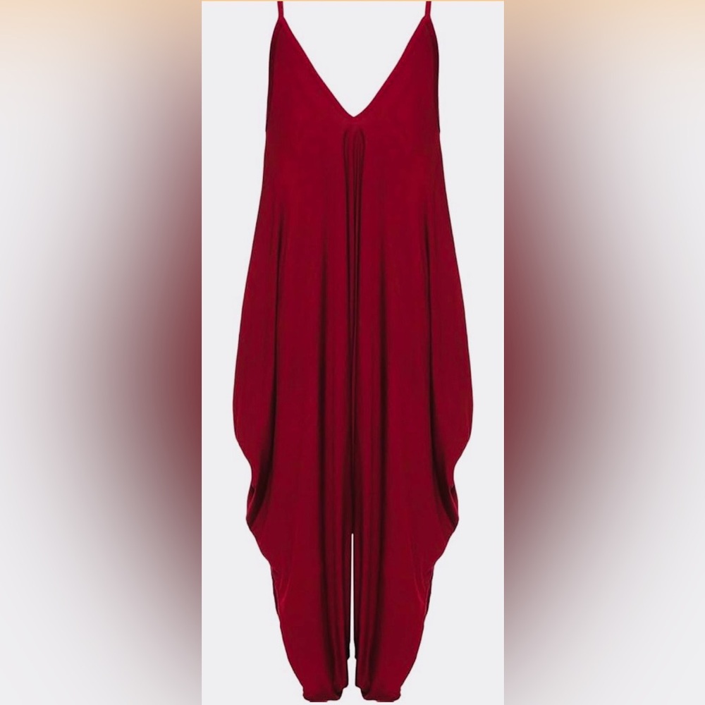 Red Harem Pant Romper